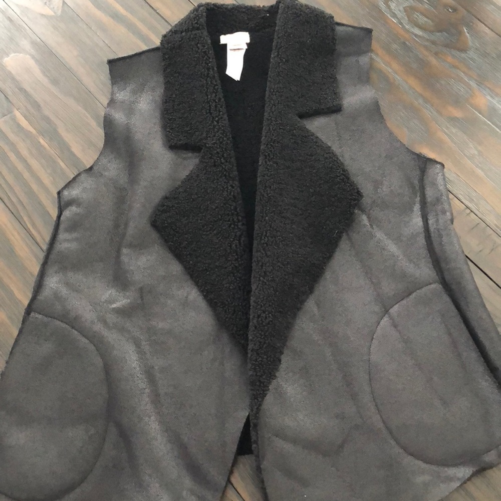 French Connection faux shearling vest medium black